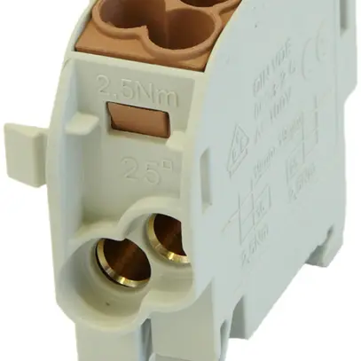 Verteilerblock Typ C 2×25/2×16mm² 100A CU braun 