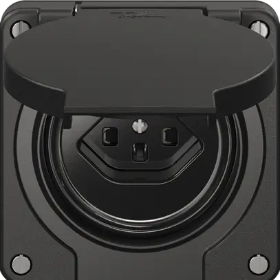 Presa FI NEVO N.CO 30mA, tipo 23, c.shutter, c.morsetti di collegamento, nero 