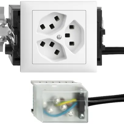 EB-Steckdose 3×T23 16A weiss 53mm L2 EDIZIOdue für Ecobus power 