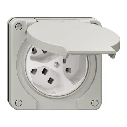 NUP-Steckdose NEVO, 3×T23, IP21, lichtgrau 