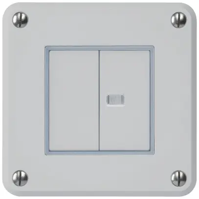 Contact à poussoir ENC robusto IP55 2×1P gris 1×lumineux 