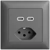 Presa INC USB 2×tipo C + tipo 13 Feller EDIZIOdue FMI 230V 3000mA grigio scuro 