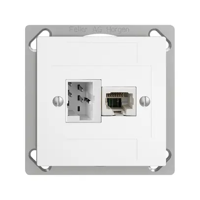 Presa INS 1×T+T,1×RJ45/u 4P EDIZIOdue ITplus ITM bianco 