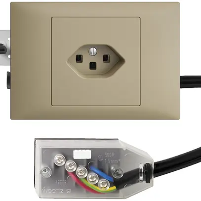 Prise INC EDIZIOdue T23 L2 sand 45…69mm pour câble plat Technofil 