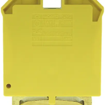 Borne de terre joignable Woertz 10…35mm² vis 2×1 rail DIN 35mm vert/jaune 