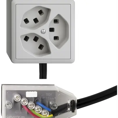 Prise AP 3×T23 16A gris clair L2 EDIZIOdue pour Technofil 