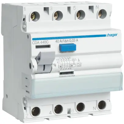 Interrupteur différentiel Hager RCCB (RCD) 4P 400V 0.03A type A 40A 4UM 