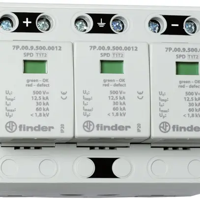 Parasurtension AMD Finder 7P.03, type 1+2, pour systèmes PV ≤1000VDC 