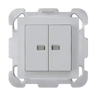 UP-Leuchttaster kallysto 2×A-R/1P mit 2 Linsen hellgrau mit Befestigungsplatte 