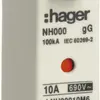 Fusible HPC Hager DIN000 690VAC 10A gG/gL avertisseur double inoxydable 