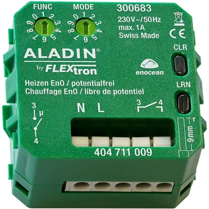 Actionneur de chauffage RF INC ALADIN EnO, 1-canal, multifonction, 230V/1A 
