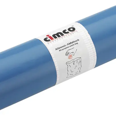 Sac à déchets universel CIMCO 120 litres, recyclables, bleu, rouleau à 25 pièces 