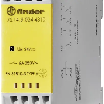 Modulo di relè Finder con contatti a guida forzata, 2 ch e 2 r, 6A, 24VDC 