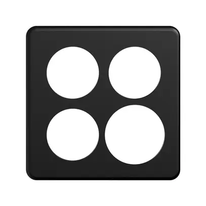Plaque de recouvrement STANDARDdue 2×2 3×Ø50, 1×Ø58, noir 
