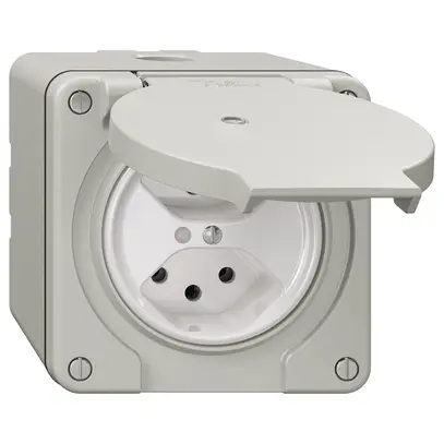 Presa NAP NEVO, 2×T13, IP21, c.LED, grigio chiaro 
