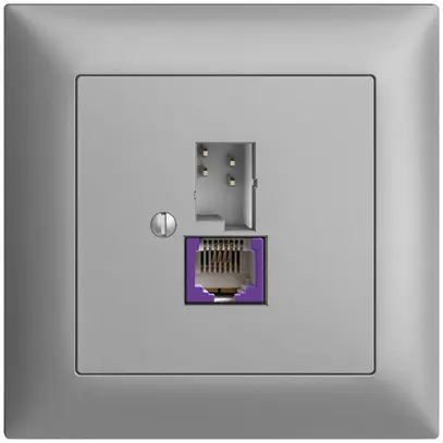 Prise ENC T+T 6P/1×RJ45 DSL-à large bande EDIZIOdue silver 