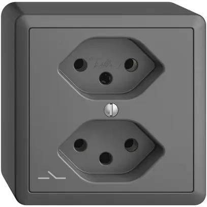 Presa AP EDIZIOdue 2×T13 grigio scuro, 1×S con shutter 