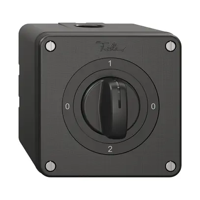 Interrupteur rotatif NAP NEVO, 2/1 L, avec manette, KS, 0-1-0-2, noir 