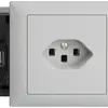 EB-Steckdose EDIZIOdue T23 16A 53mm Snap hellgrau, mit Steckklemme 