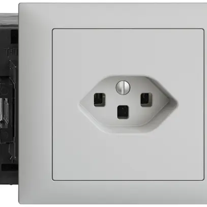 EB-Steckdose EDIZIOdue T23 16A 53mm Snap hellgrau, mit Steckklemme 