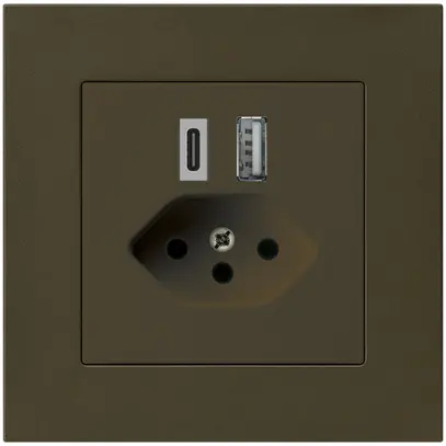 Prise de charge USB ENC kallysto.pro 18W PD 1×type A 1×type C T13 brun 