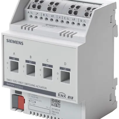 Attuatore-commutatore KNX AMD Siemens N 535D31, 4-volte 230VAC 16/20AX carico C 