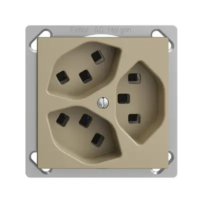 Prise INC 3×T23 16A EDIZIOdue sand, avec bornes enf. 