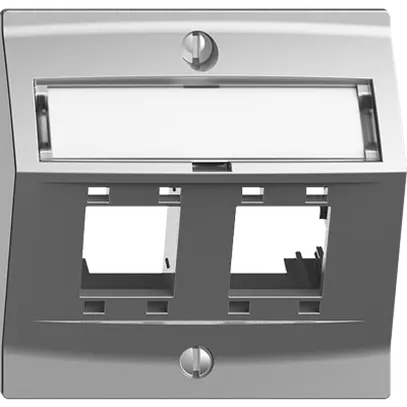 Kit montaggio EDIZIOdue, con cappa di uscita obliqua, per 2×RJ45, silver 