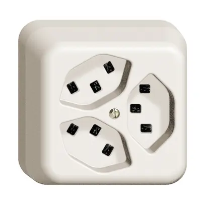 Prise AP 3×T23 16A blanc FH, avec bornes enf. 