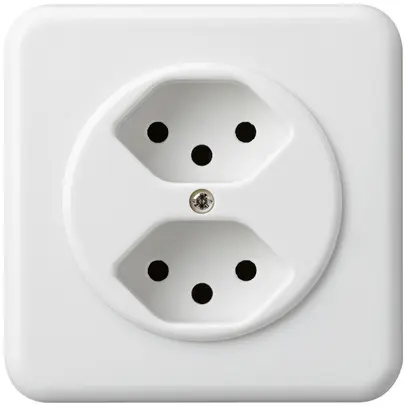 Prise ENC basico 2×type 13 blanc avec sécurité enfants 