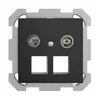Prise multimédia 19dB ENC Edue FM, prise de passage, pour 2×RJ45 Keystone, noir 
