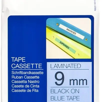 Cassette ruban Brother TZe-521 9mm×8m, bleu/noir 