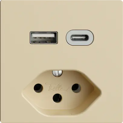 Presa USB tipo A+C + tipo 13 Feller EDIZIOdue F 230V 3000mA vanille 