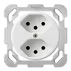 Insert pour prise ENC basico 2×type 13 avec plaque de fixation blanc 