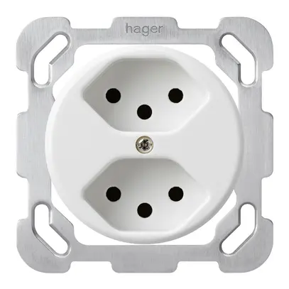 Inserto per presa INC basico 2×tipo 13 con placca di fissaggio bianco 