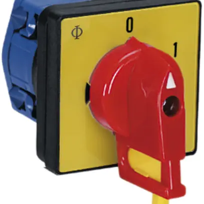 Interrupteur rotatif INC K&N, 20A/690V 0/1L, manette ro, 48×48mm, Ø6mm, "0-1" 