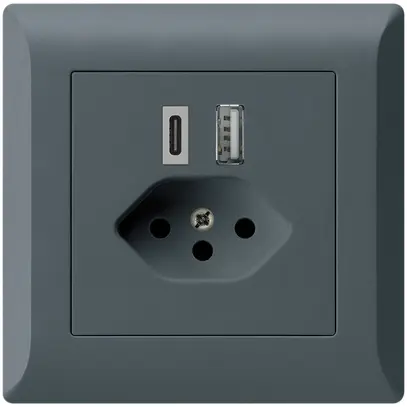 Prise de charge USB ENC kallysto.line 18W PD 1×type A 1×type C T13 anthracite 