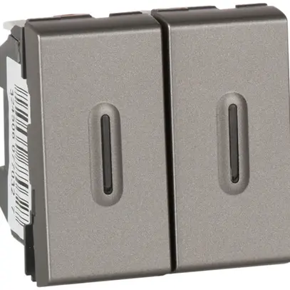 EB-Leuchtwippschalter MOS 1/3 +3/1L 10A magnesium 2 Module 