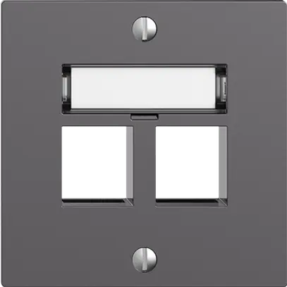 Kit de montage EDIZIOdue F, sortie droite, pour 2×Keystone, gris foncé 