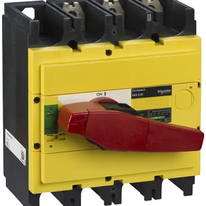 Interuttore di carico Schneider INS 3L 630A con maniglia rotativa rosso/giallo 