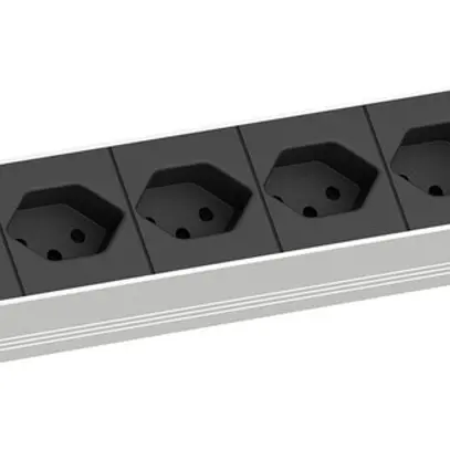 Presa multipla 19" BACHMANN 7×T13 2m con interruttore 1UA nero 