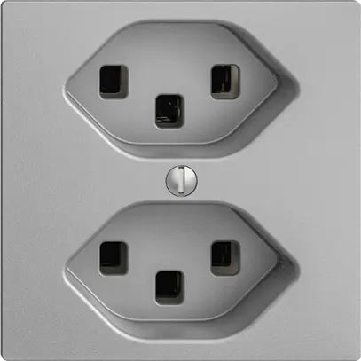 Prise EDIZIOdue 2×T23 silver 16A, avec bornes enf. 