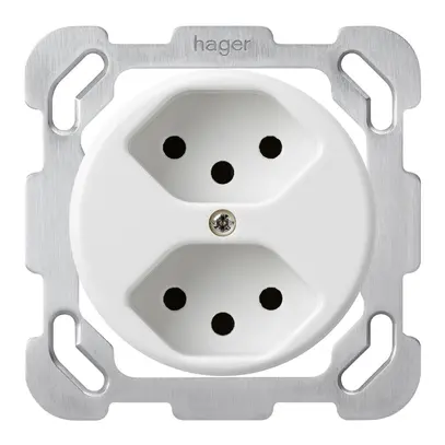 Insert pour prise ENC basico 2×type 13 blanc avec sécurité enfants 