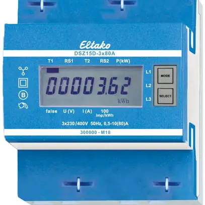 REG-Energieszähler Eltako DSZ15D MID, 3×80A geeicht Einzel-/Doppeltarif 