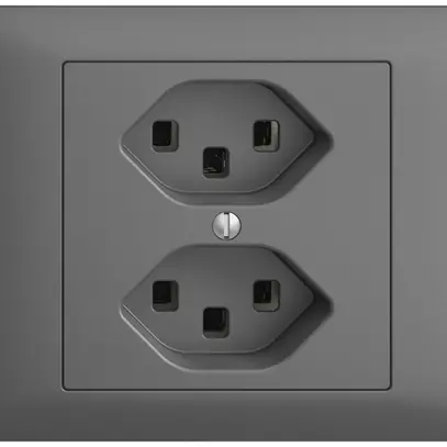 Presa INS 2×T23 16A EDIZIOdue grigio scuro, con morsetti innest. 