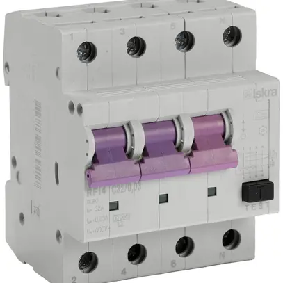 Disgiuntore differenziale ISKRA RFI4 4P caratteristica C 32A 0.03A tipo A 4UM 