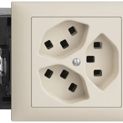 Prise INC 3×T23 16A 53mm, EDIZIOdue crema, avec bornes enf. 