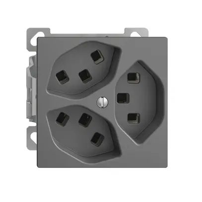 Prise AP EDIZIOdue 3×T23 gris foncé intérieur pour combinaison 