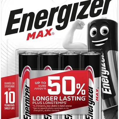 Pila alcalina Energizer Max AA LR6 1.5V blister a 4pezzi 