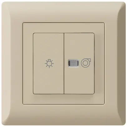 UP-Leuchtdruckschalter kallysto.line beige 1/1L Symbolen Licht+Ventilation 